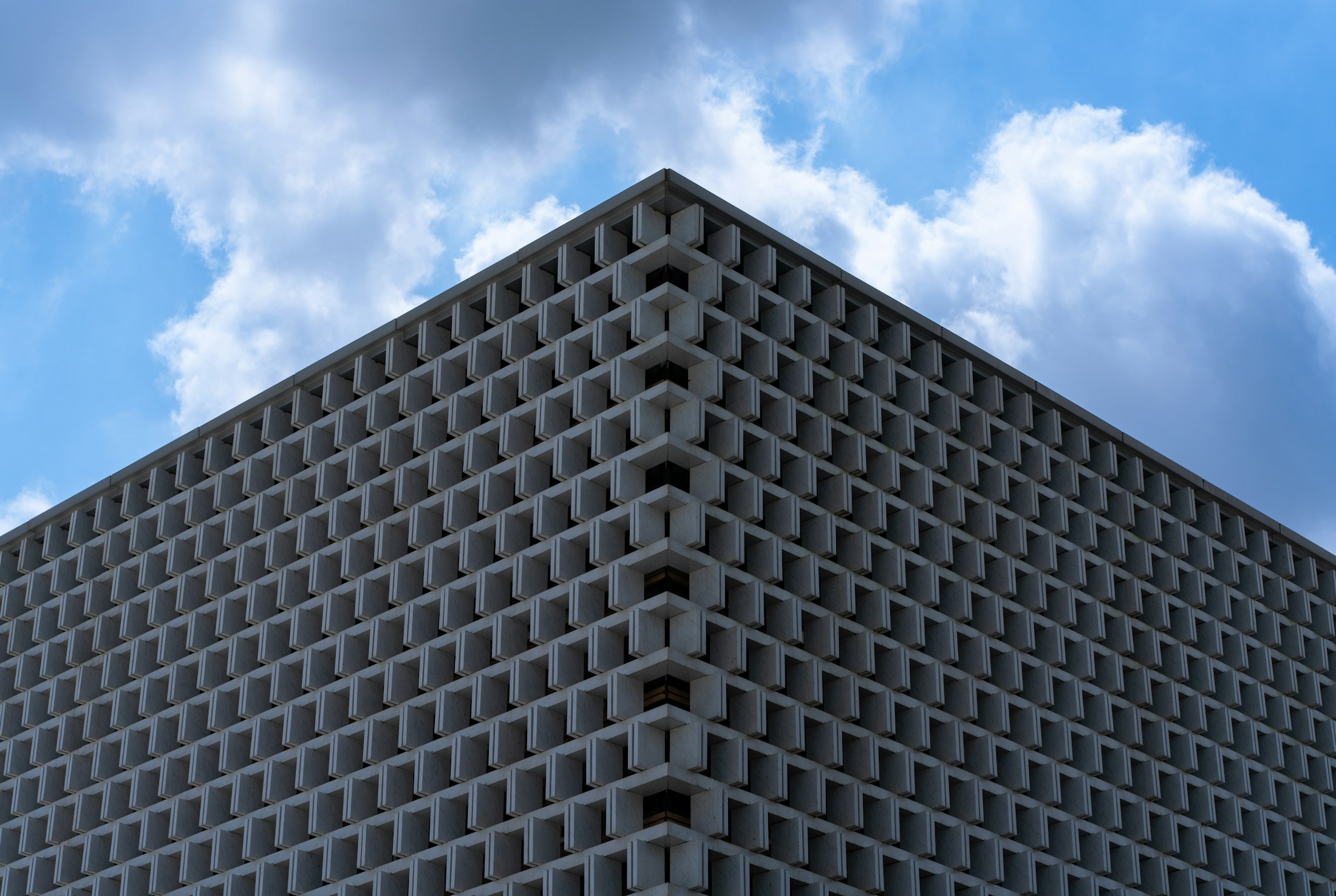 Architectural concrete facade against the sky