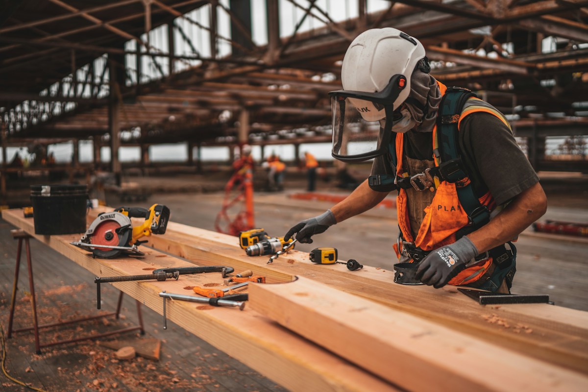 Construction professional working on site